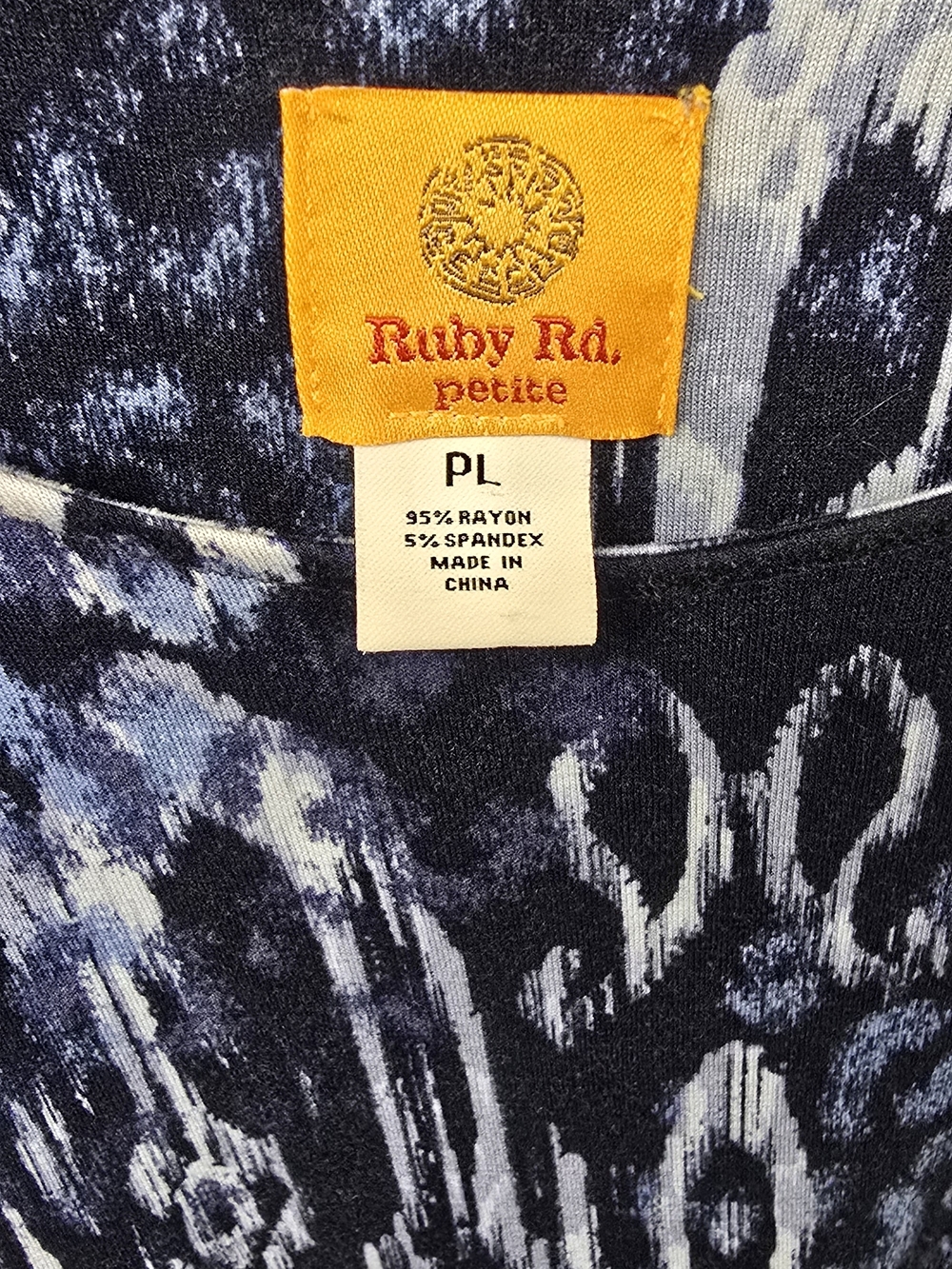Ruby Rd Blue Abstract Pattern Scoop Neck Long Sleeve Top LP - Picture 4 of 8